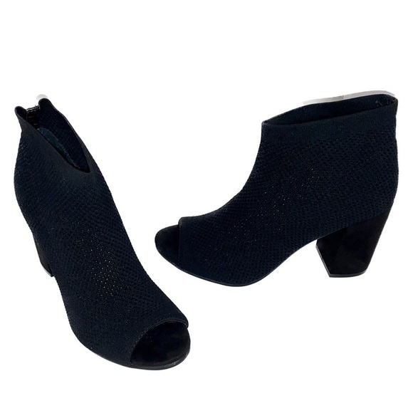 Seven Dials Tara Peep-toe Shooties Knit Outer Dressy Heels Black Size 8.5 - Picture 4 of 9